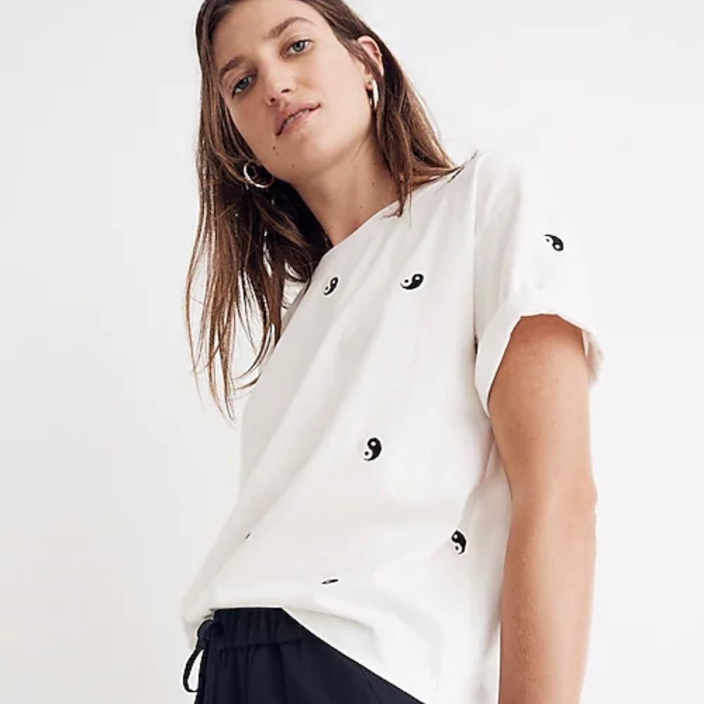 Madewell Embroidered Yin-Yang Easy Crop Tee XXS